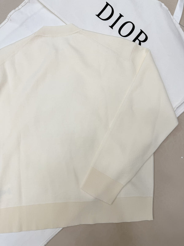 CD Dioriviera Médaillon Sweater Cream Virgin Wool-Blend Knit