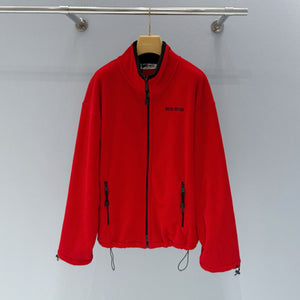 Miu Logo Fleece Jacket Red Polyester