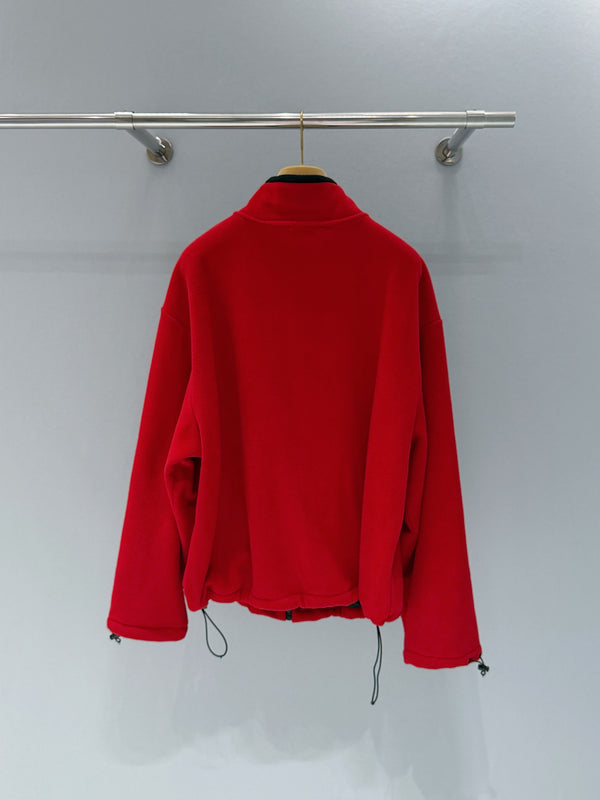 Miu Logo Fleece Jacket Red Polyester