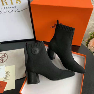 HM Volver Ankle Boot Black Knit Fabric