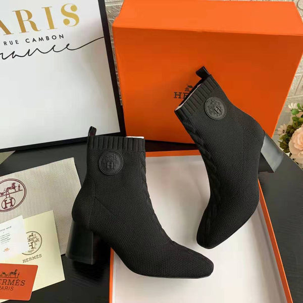 HM Volver Ankle Boot Black Knit Fabric