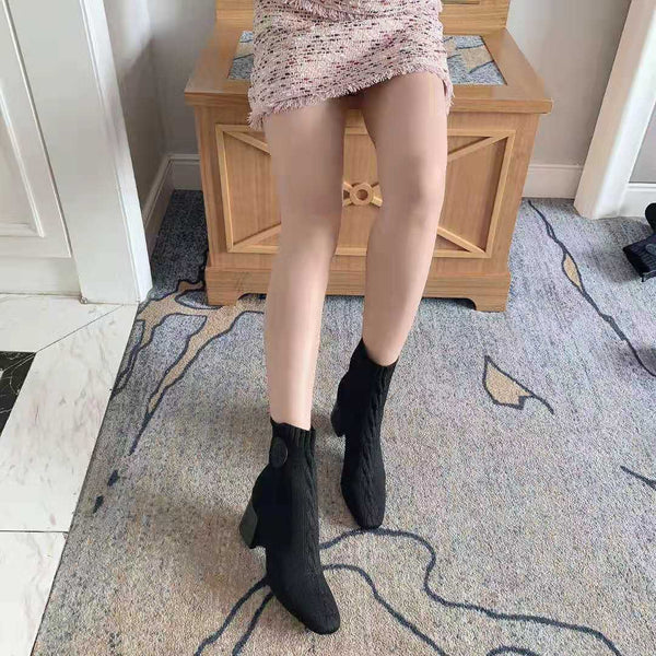HM Volver Ankle Boot Black Knit Fabric