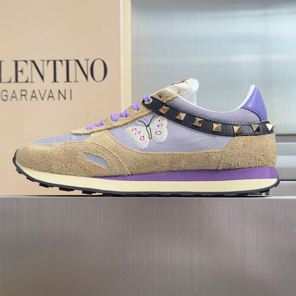 VLTN Garavani Stud Up Butterfly Sneakers Purple Multicolor Suede