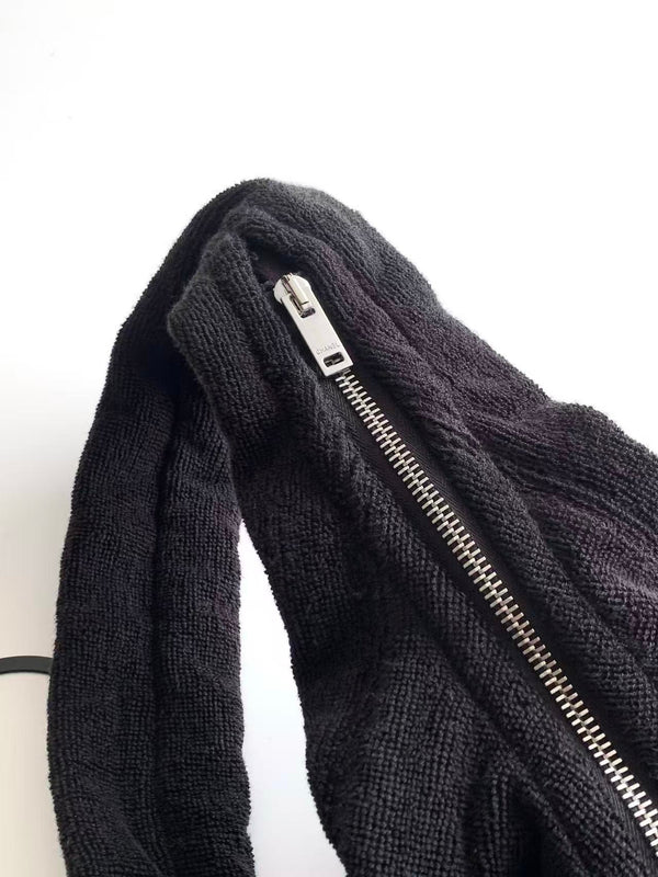 CC Terry Cloth Towel and Bag 3-Piece Set Black In Cotton