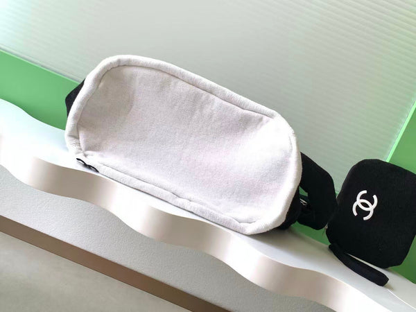 CC Terry Cloth Towel and Bag 3-Piece Set Black In Cotton