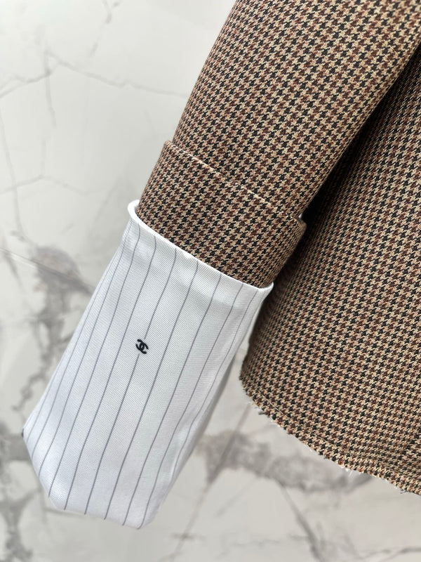 CC 26S Houndstooth Jacket Brown Ecru Polyester Wool