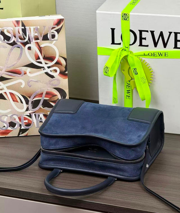 Loewe Amazona 180 Bag 24.5cm Dark Blue Calfskin Suede