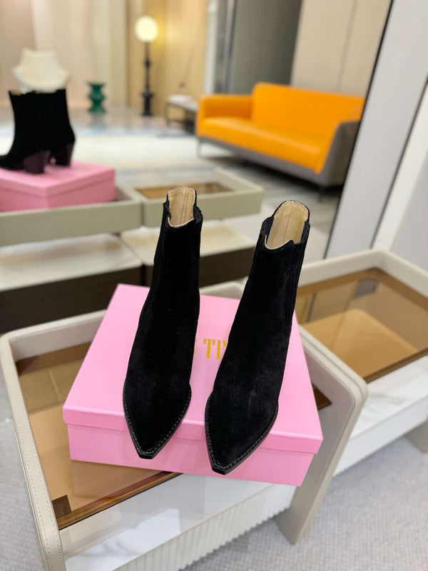 Paris Texas Dallas Ankle Boots 75mm Heel in Black Suede