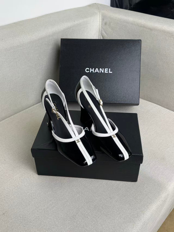 CC Mary Janes Black White Patent Leather