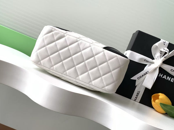 CC Cambon Mini 21cm White Black Logo Lambskin