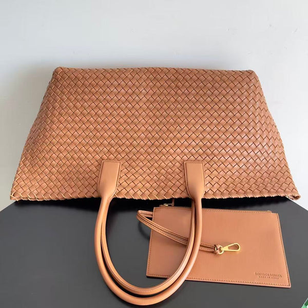 BV 2026 Cabat Tote Bag 51cm Caramel Intreccio Leather