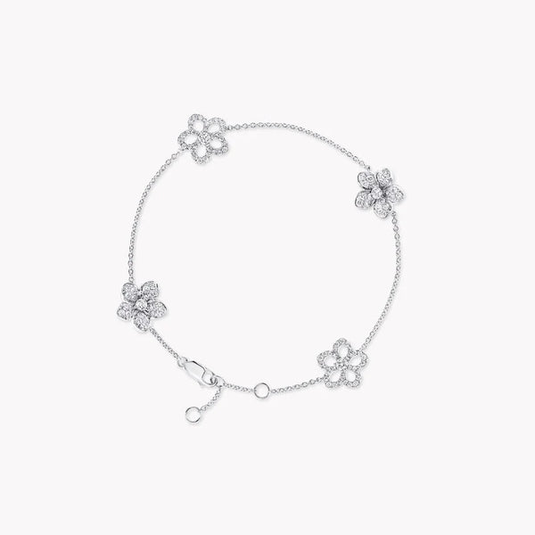 WILD FLOWER 4 MOTIF DIAMOND PAVED BRACELET