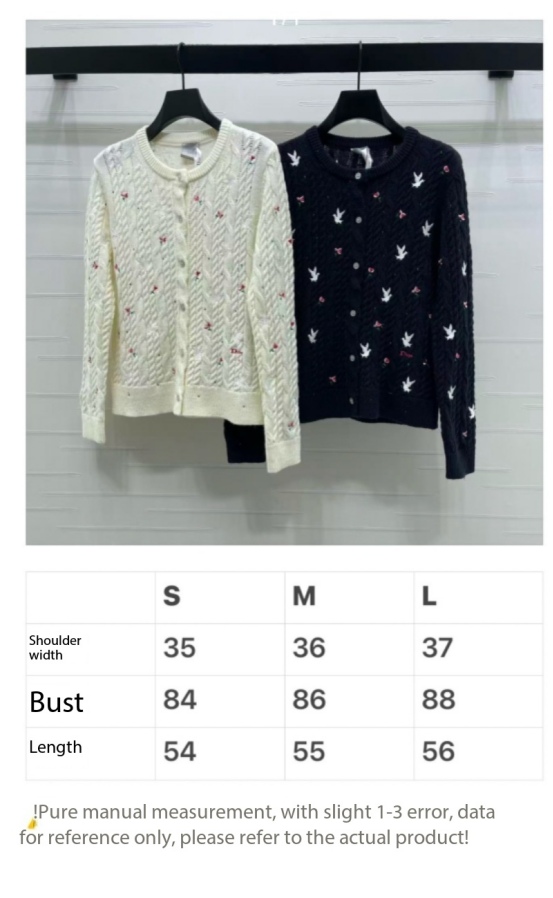 CD SS26 Crew Neck Embroidered Knit Cardigan Navy Blue Cashmere 351073