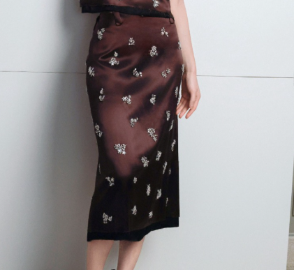 Miu Miu Mid-length Skirt Floral Rhinestone in YB Acetate Blend
