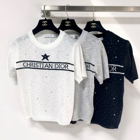 CD 2026 Star and Logo Knit T-shirt Tencel 405697