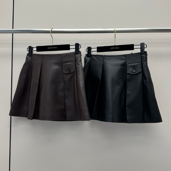 Loew 26s Pocket Pleated Mini Skirt Lambskin 400343