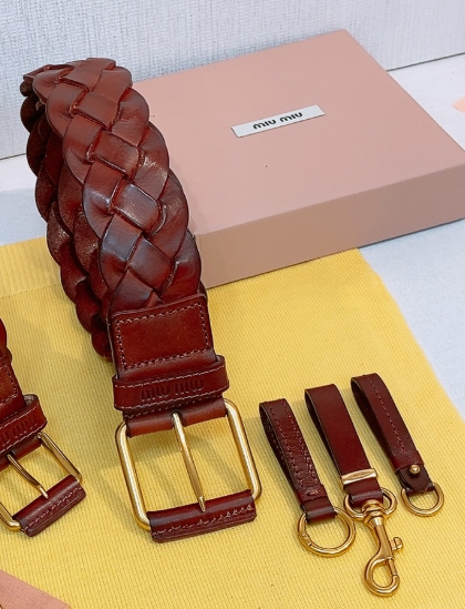 Miu 26s Burgundy Woven Belt 211531