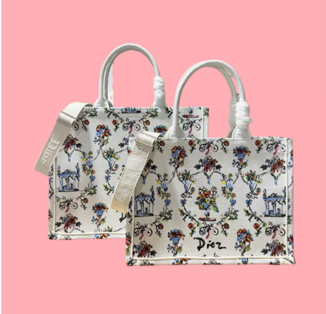 CD Book Tote Floral Embroidery Canvas 164660