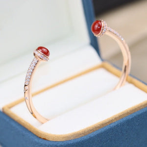 POSSESSION PINK GOLD CARNELIAN DIAMOND OPEN BRACELET
