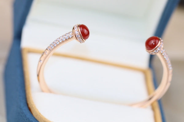POSSESSION PINK GOLD CARNELIAN DIAMOND OPEN BRACELET