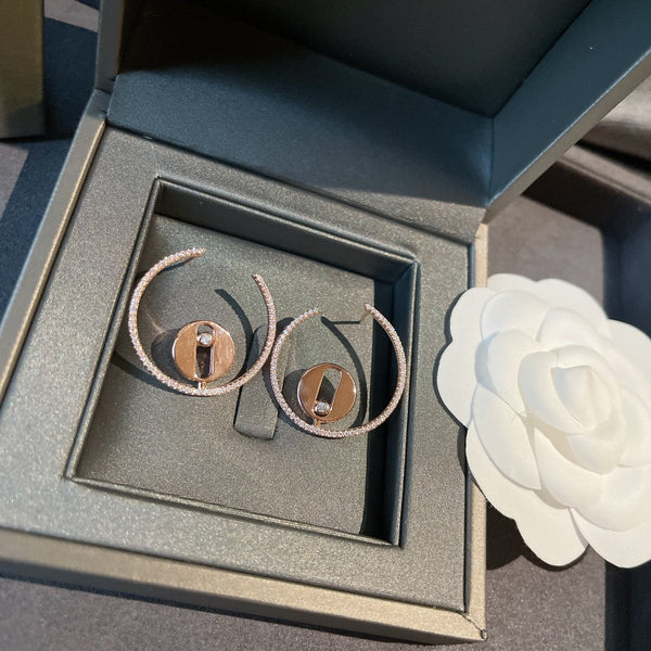 CREOLES LUCKY MOVE PM PINK GOLD DIAMOND EARRINGS