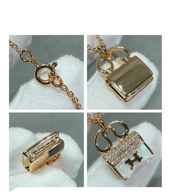 H CIRCE MOISSANITE PENDANT NECKLACE GOLD
