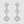 CLOVER 3 MOTIF DIAMOND SILVER DROP EARRINGS