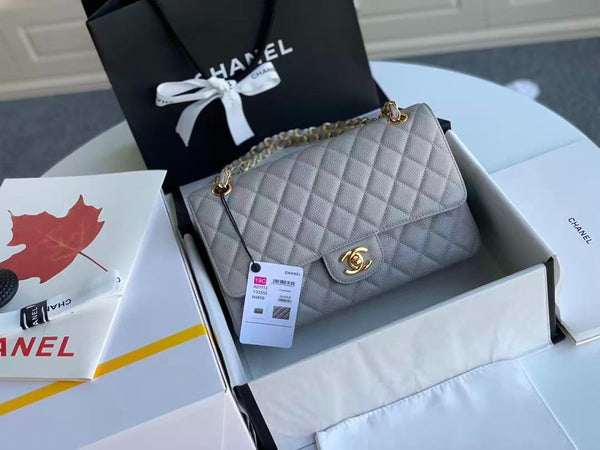flap bag medium 25 grey caviar ghw