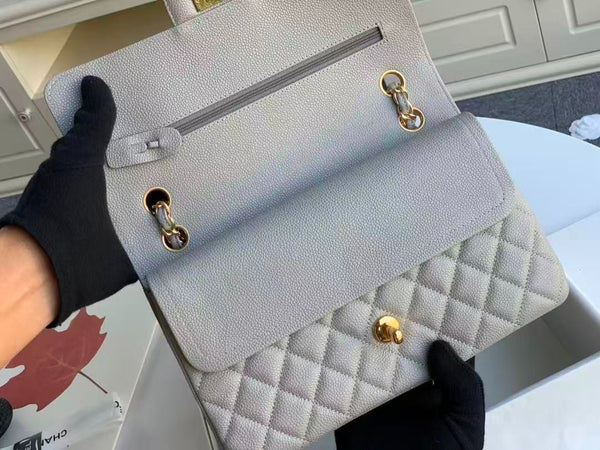 flap bag medium 25 grey caviar ghw