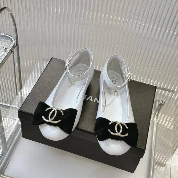 CC 2026 Mary Jane Ballet Flats Sheepskin Crystal CC Logo Bow 791131