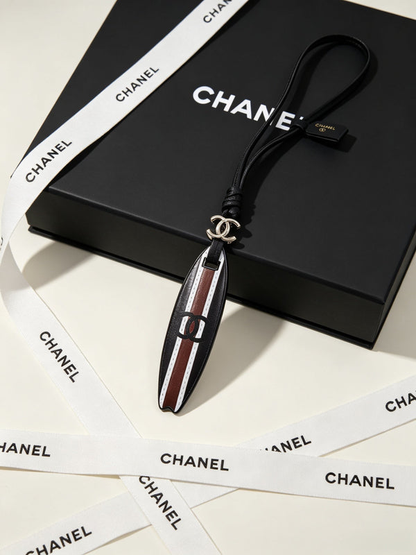 CC Surfboard-shaped Leather Cord Charm