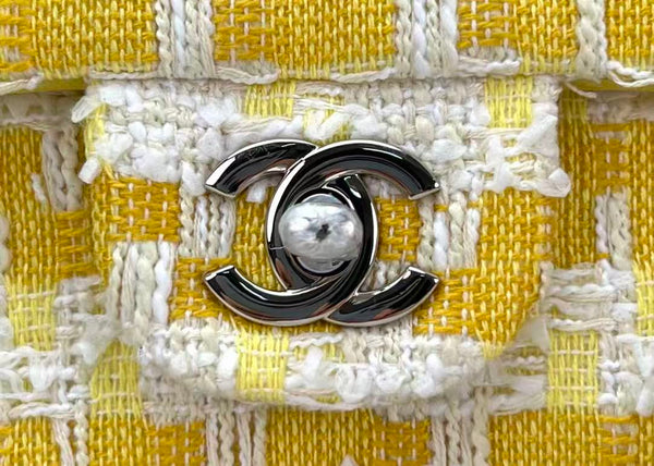 CC Spring-Summer 2026 Classic Flap Bag Yellow White Tweed