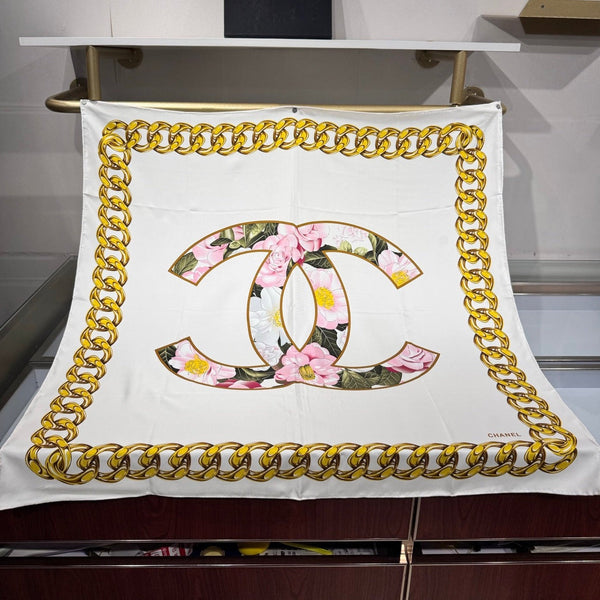 Chanel 2026 CC Logo Square Scarf 90cm Silk 203791