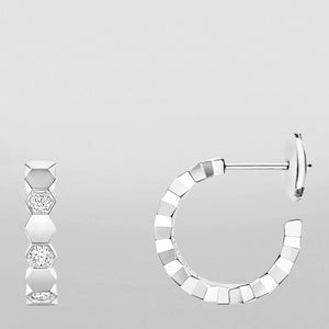 HONEE SILVER DIAMOND HOOP EARRINGS