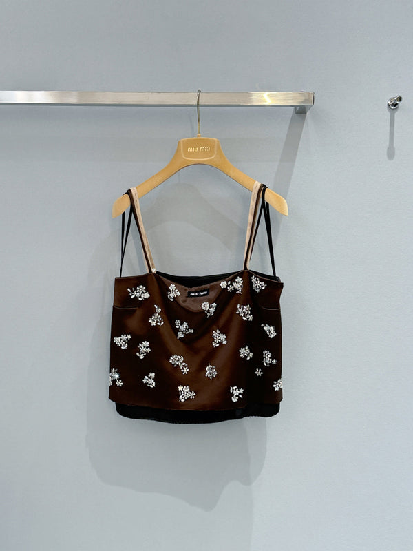 Miu Rhinestone Camisole in YB Acetate Blend