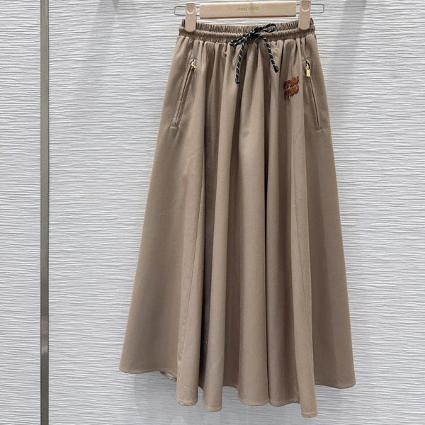 Miumiu 2026 Midi Skirt Black and Beige Polyester