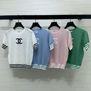 CC 26 Crew Neck Knit Short-Sleeve T-Shirt in Silk