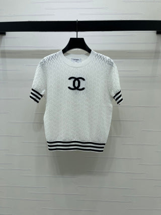 CC 26 Crew Neck Knit Short-Sleeve T-Shirt in Silk