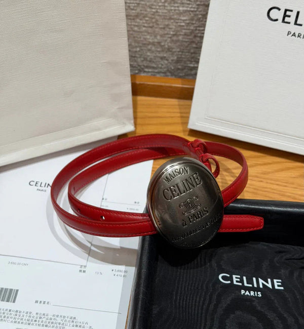 CL 2026 Maison Belt 1.3cm Silver Buckle Taurillon Leather