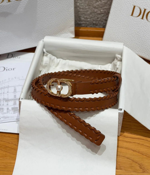 CD 2026 Hand-woven Calfskin Belt 20mm With Braided Rope Trim