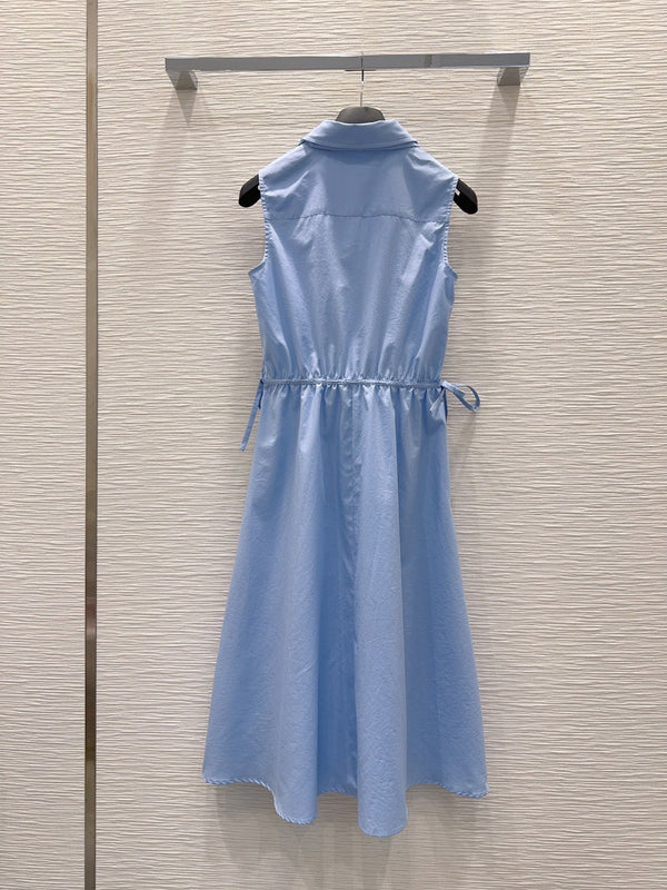 CD 2026 Bow Vest Dress Blue Polyester Cotton 392143