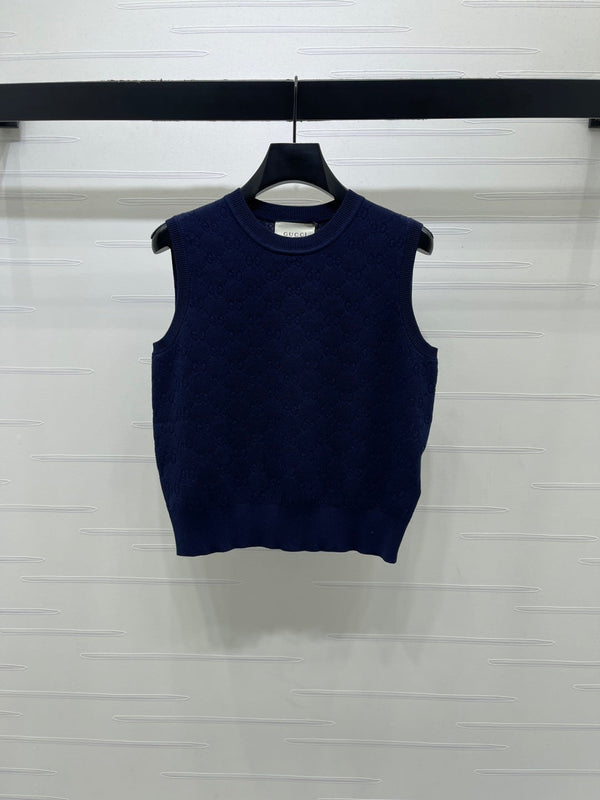 CD Collared Knit Vest Wool Acrylic Nylon Polyester 397479