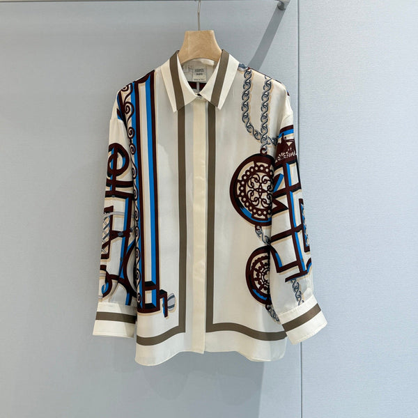 HM L'Enseigne du Sellier Print Shirt Cream Silk 650624