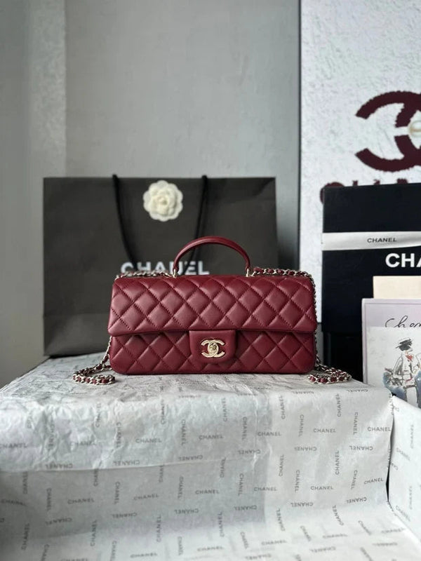 CC 2026 Flap Bag with Top Handle 25cm Lambskin