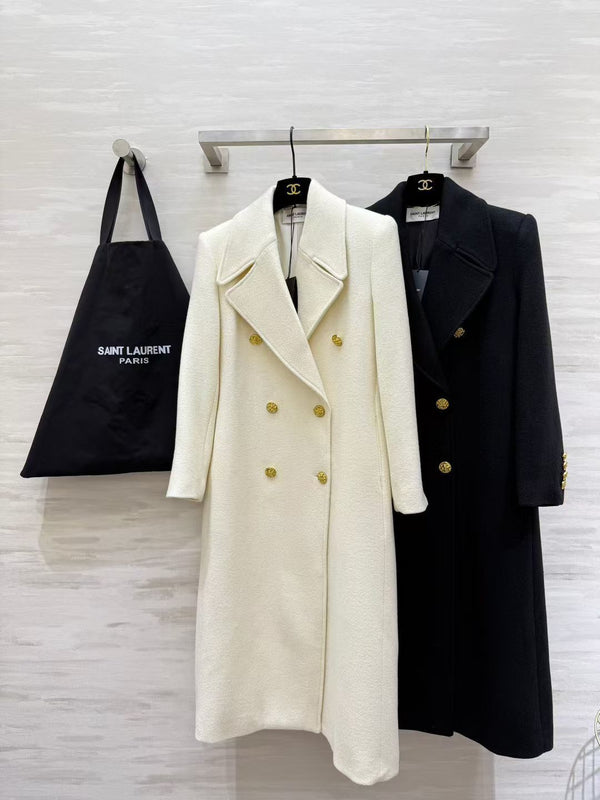 YSL Double-Breasted Coat Wool 427452