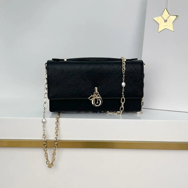CD 2026 Pearl Clutch Bag 21cm Leather