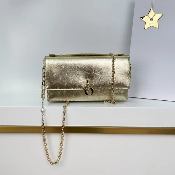 CD 2026 Pearl Clutch Bag 21cm Leather