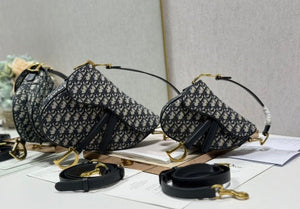 CD Saddle Bag Black Beige in Denim with Leather 288144