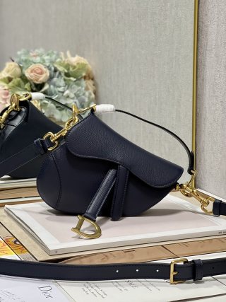 CD Saddle Bag Navy Blue in Cowhide 288165