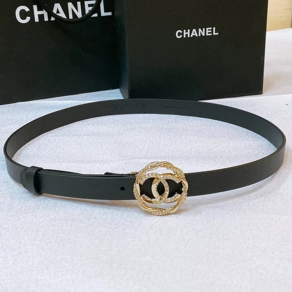 CC 2026 CC Rhinestone Twisted Belt 20mm Calfskin